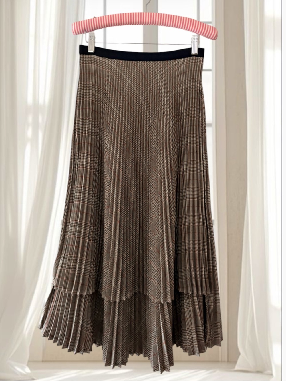 Moli Tree Plaid Pleated High Low Skirt Size XS/S